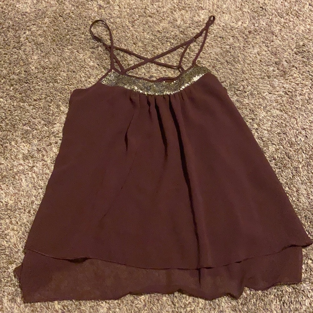 Maroon and gold size M tank top cross back
